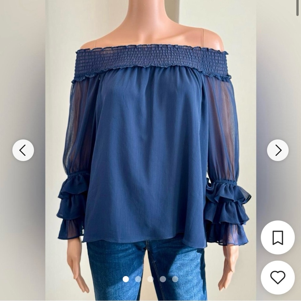 Express Navy Off-Shoulder Top